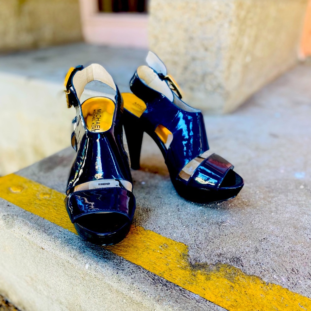 Blue and Gold High Heels